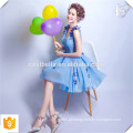 New Lady Dresses Light Blue Short Frock Dresses com Handmade Butterfly OEM Factory Fashion Short Mini Dresses para senhoras